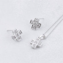 Cargar imagen en el visor de la galería, Juego Cruz Brillos Plata