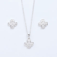 Cargar imagen en el visor de la galería, Juego Cruz Brillos Plata