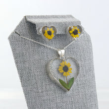 Cargar imagen en el visor de la galería, Juego Nat. Muerta 1 Girasol Corazón Plata