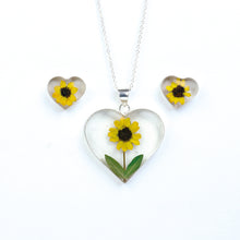 Cargar imagen en el visor de la galería, Juego Nat. Muerta 1 Girasol Corazón Plata