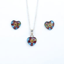 Cargar imagen en el visor de la galería, Juego Nat. Muerta Corazón Cielo Flor Morada Plata