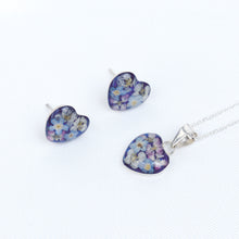 Cargar imagen en el visor de la galería, Juego Nat. Muerta Corazón Flores Azules Plata