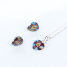 Cargar imagen en el visor de la galería, Juego Nat. Muerta Corazón Cielo Flor Morada Plata