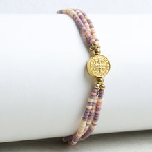 Cargar imagen en el visor de la galería, Pulsera San Benito Triple Rosa