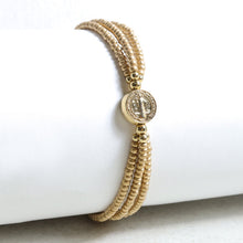Cargar imagen en el visor de la galería, Pulsera San Benito Triple Dorado
