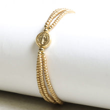 Cargar imagen en el visor de la galería, Pulsera San Benito Triple Dorado