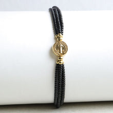 Cargar imagen en el visor de la galería, Pulsera San Benito Triple Negra