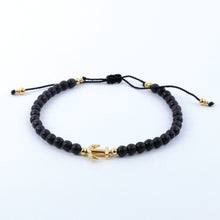 Cargar imagen en el visor de la galería, Pulsera Bolitas Negras con Ancla