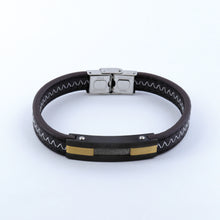 Cargar imagen en el visor de la galería, Pulsera Caballero Cuero Hilo de Acero