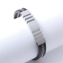 Cargar imagen en el visor de la galería, Pulsera Caballero Cuero con Placa