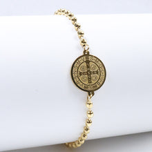 Cargar imagen en el visor de la galería, Pulsera San Benito Ajustable Dorado