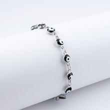 Cargar imagen en el visor de la galería, Pulsera Ojitos Negro Mediano Plata