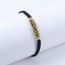 Cargar imagen en el visor de la galería, Pulsera Hilo Negro y Bolitas Doradas
