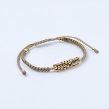Cargar imagen en el visor de la galería, Pulsera Hilo Miel y Bolitas Doradas