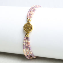 Cargar imagen en el visor de la galería, Pulsera San Benito Triple Rosa