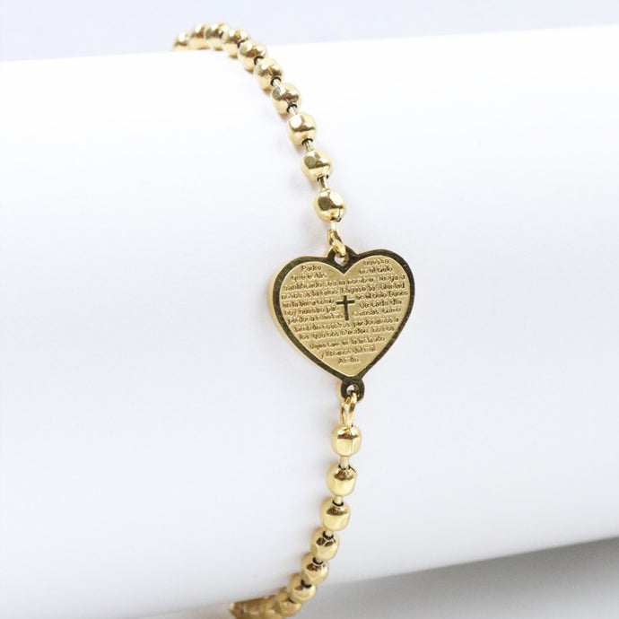 Pulsera Corazón Padre Nuestro Ajustable